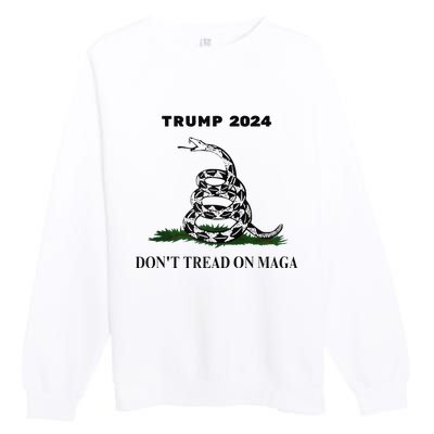 Trump 2024 DonT Tread On Maga Snake Rattlesnake Yellow Flag Premium Crewneck Sweatshirt