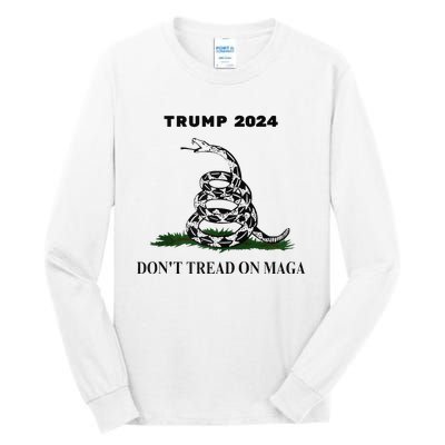 Trump 2024 DonT Tread On Maga Snake Rattlesnake Yellow Flag Tall Long Sleeve T-Shirt