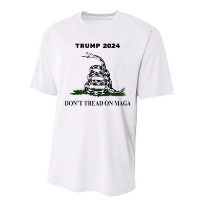 Trump 2024 DonT Tread On Maga Snake Rattlesnake Yellow Flag Performance Sprint T-Shirt