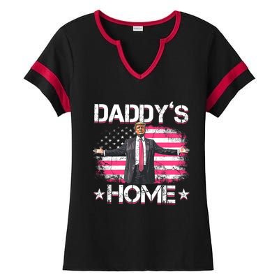 Trump 2024 Daddys Home Funny Trump Gift Ladies Halftime Notch Neck Tee