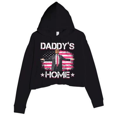 Trump 2024 Daddys Home Funny Trump Gift Crop Fleece Hoodie