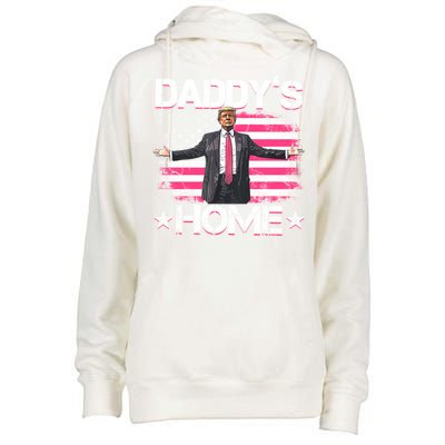 Trump 2024 Daddys Home Funny Trump Gift Womens Funnel Neck Pullover Hood