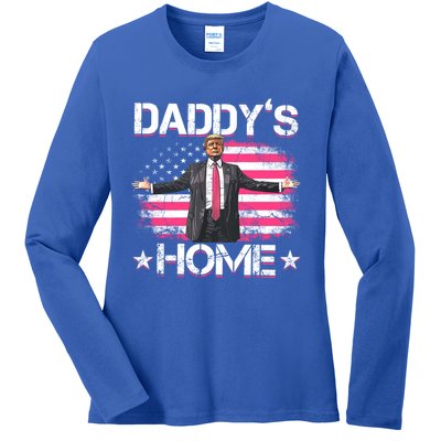 Trump 2024 Daddys Home Funny Trump Gift Ladies Long Sleeve Shirt