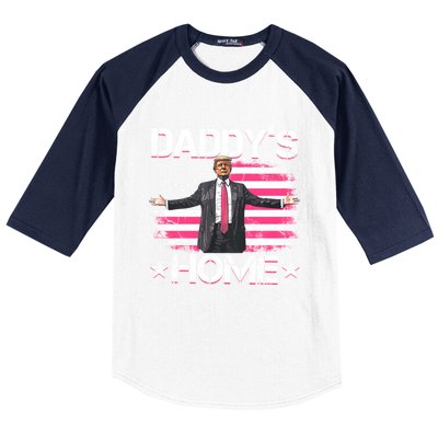 Trump 2024 Daddys Home Funny Trump Gift Baseball Sleeve Shirt