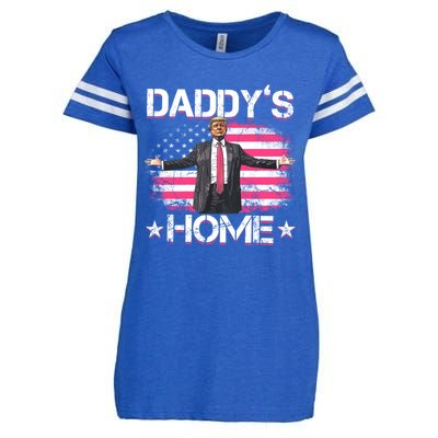 Trump 2024 Daddys Home Funny Trump Gift Enza Ladies Jersey Football T-Shirt