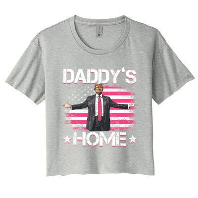 Trump 2024 Daddys Home Funny Trump Gift Women's Crop Top Tee