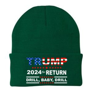 Trump 2024 Drill Baby Drill Us Flag Republican 4th Of July Knit Cap Winter Beanie