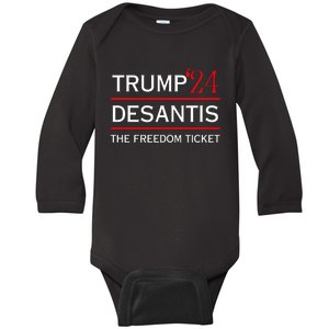 Trump 24 Desantis The Freedom Ticket Baby Long Sleeve Bodysuit