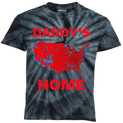 Trump 2024 DaddyS Home Trump Won 2024 Electoral College Map Kids Tie-Dye T-Shirt