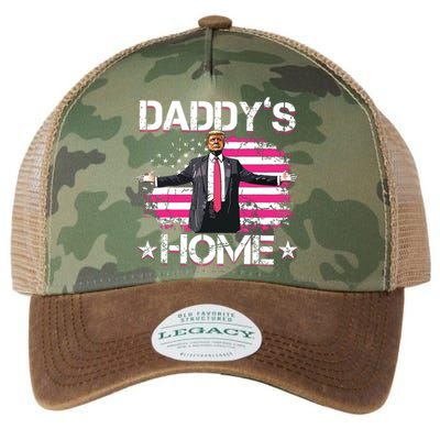 Trump 2024 Daddys Home Funny Trump Pink Legacy Tie Dye Trucker Hat