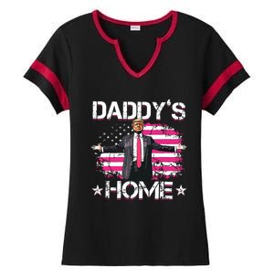 Trump 2024 Daddys Home Funny Trump Pink Ladies Halftime Notch Neck Tee