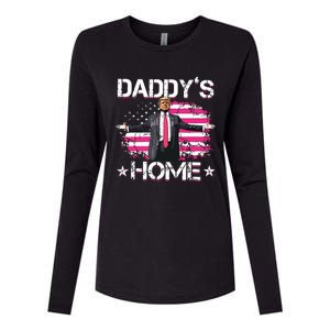 Trump 2024 Daddys Home Funny Trump Pink Womens Cotton Relaxed Long Sleeve T-Shirt