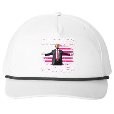 Trump 2024 Daddys Home Funny Trump Pink Snapback Five-Panel Rope Hat