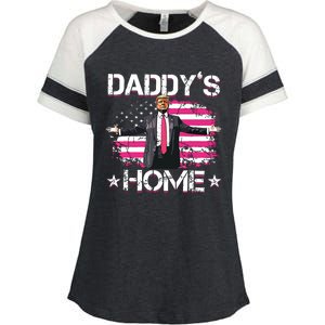 Trump 2024 Daddys Home Funny Trump Pink Enza Ladies Jersey Colorblock Tee