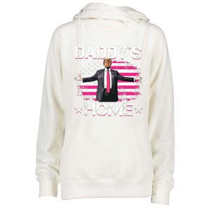 Trump 2024 Daddys Home Funny Trump Pink Womens Funnel Neck Pullover Hood