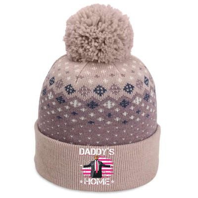 Trump 2024 Daddys Home Funny Trump Pink The Baniff Cuffed Pom Beanie