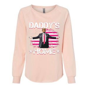 Trump 2024 Daddys Home Funny Trump Pink Womens California Wash Sweatshirt