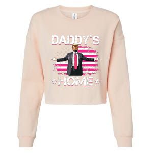 Trump 2024 Daddys Home Funny Trump Pink Cropped Pullover Crew