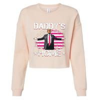 Trump 2024 Daddys Home Funny Trump Pink Cropped Pullover Crew