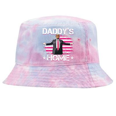 Trump 2024 Daddys Home Funny Trump Pink Tie-Dyed Bucket Hat