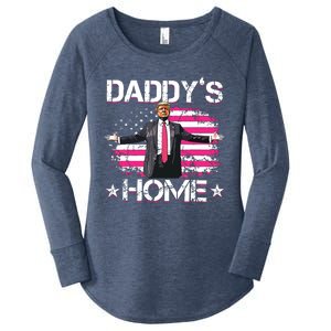 Trump 2024 Daddys Home Funny Trump Pink Women's Perfect Tri Tunic Long Sleeve Shirt