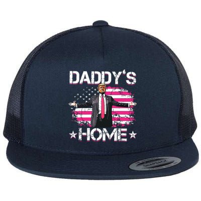 Trump 2024 Daddys Home Funny Trump Pink Flat Bill Trucker Hat