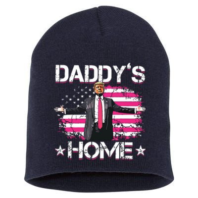 Trump 2024 Daddys Home Funny Trump Pink Short Acrylic Beanie