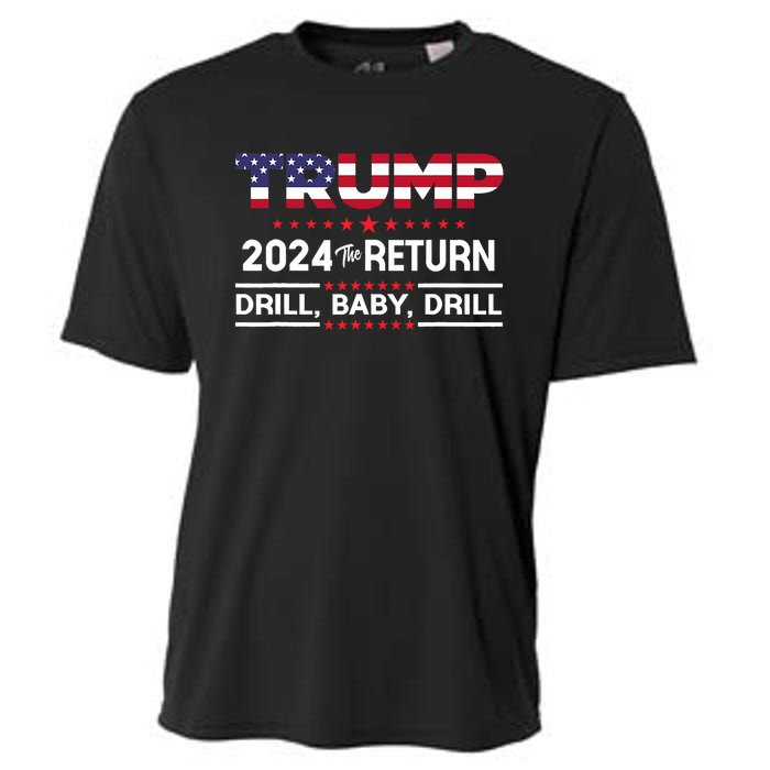 Trump 2024 Drill Baby Drill Us Flag Republican 4th Of July Cooling Performance Crew T-Shirt