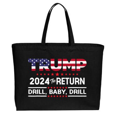 Trump 2024 Drill Baby Drill Us Flag Republican 4th Of July Cotton Canvas Jumbo Tote