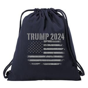 Trump 2024 Distressed American Flag Usa Patriotic Drawstring Bag