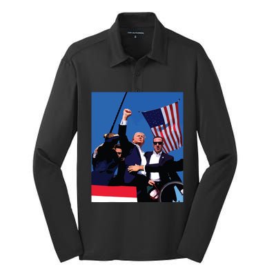 Trump 2024 Donald Trump Fist Pump Silk Touch Performance Long Sleeve Polo