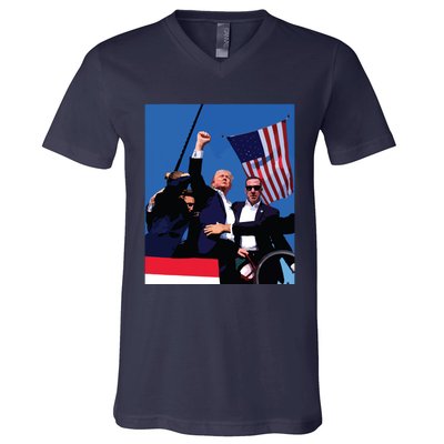 Trump 2024 Donald Trump Fist Pump V-Neck T-Shirt