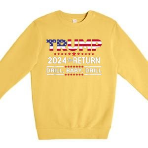 Trump 2024 Drill Baby Drill Us Flag Republican 4th Of July Premium Crewneck Sweatshirt