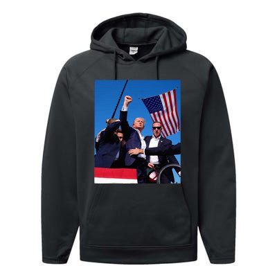 Trump 2024 Donald Trump Fist Pump Performance Fleece Hoodie