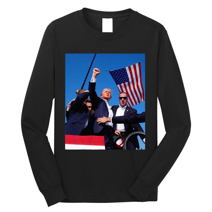 Trump 2024 Donald Trump Fist Pump Long Sleeve Shirt