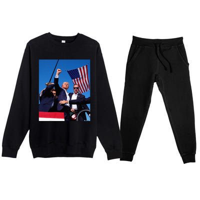 Trump 2024 Donald Trump Fist Pump Premium Crewneck Sweatsuit Set