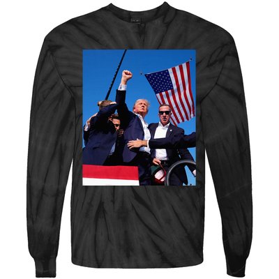 Trump 2024 Donald Trump Fist Pump Tie-Dye Long Sleeve Shirt