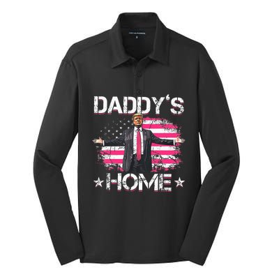 Trump 2024 Daddys Home Funny Trump Silk Touch Performance Long Sleeve Polo