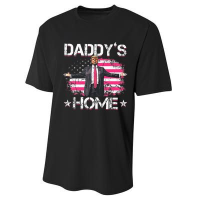 Trump 2024 Daddys Home Funny Trump Performance Sprint T-Shirt