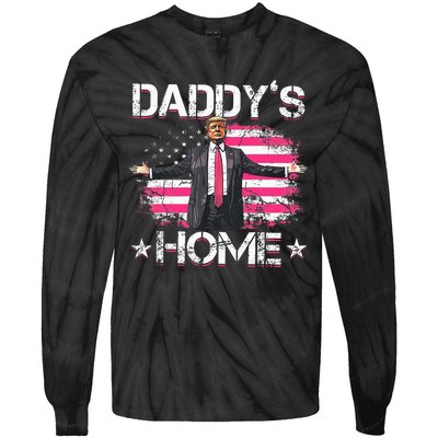 Trump 2024 Daddys Home Funny Trump Tie-Dye Long Sleeve Shirt