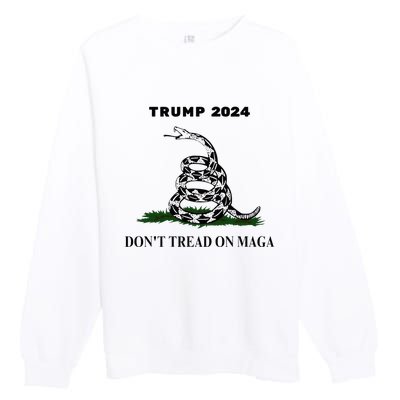 Trump 2024 DonT Tread On Maga Snake Rattlesnake On Grass Premium Crewneck Sweatshirt