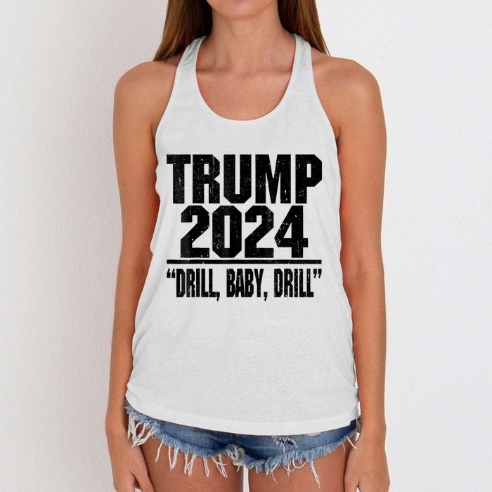 Trump 2024 Drill Baby Drill Funny Pro Trump For Man Woman Women's Knotted Racerback Tank