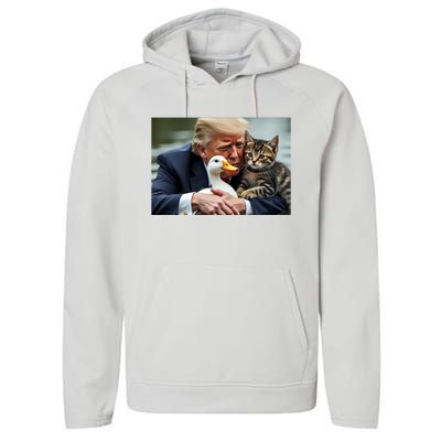 Trump 2024 Duck Kitten Performance Fleece Hoodie