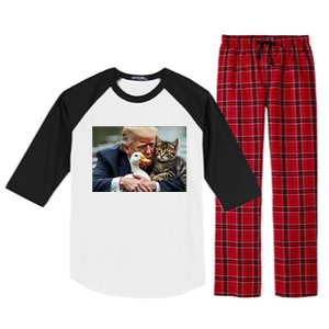 Trump 2024 Duck Kitten Raglan Sleeve Pajama Set