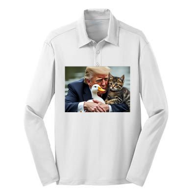 Trump 2024 Duck Kitten Silk Touch Performance Long Sleeve Polo