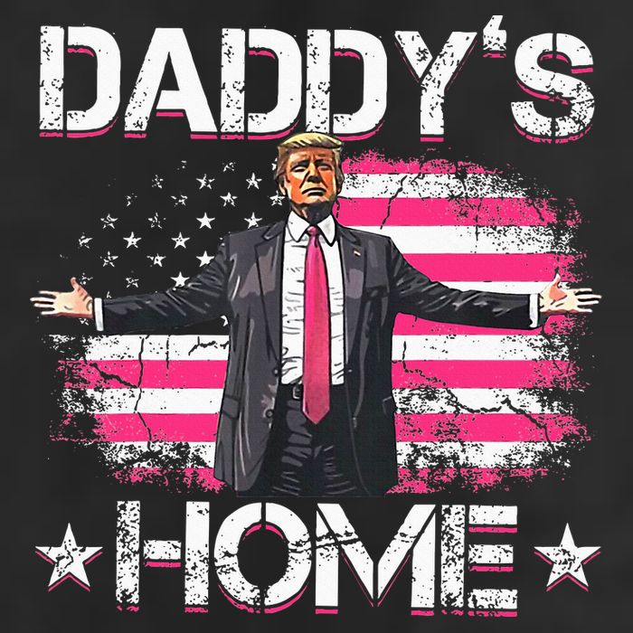 Trump 2024 Daddys Home Funny Trump Pink 7 Panel Mesh Trucker Snapback Hat