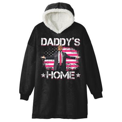 Trump 2024 Daddys Home Funny Trump Pink Hooded Wearable Blanket
