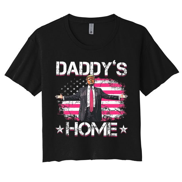 Trump 2024 Daddys Home Funny Trump Pink Crop Top