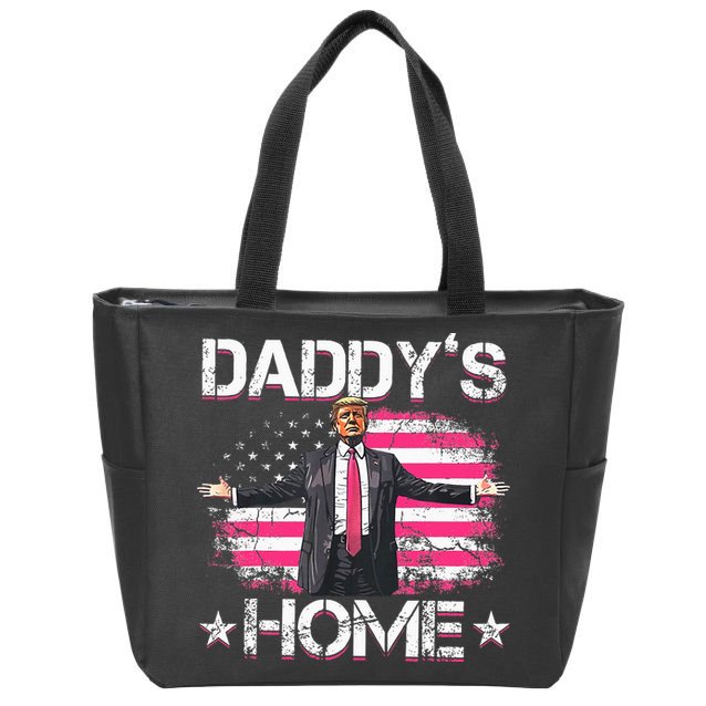Trump 2024 Daddys Home Funny Trump Pink Zip Tote Bag