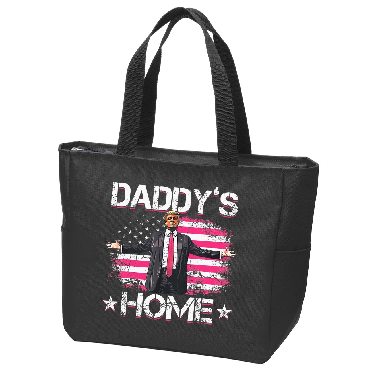 Trump 2024 Daddys Home Funny Trump Pink Zip Tote Bag